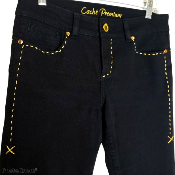 Caché Premium Gold Chain Embellished Bootcut Jeans - Picture 2 of 6